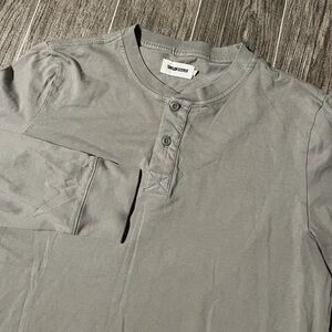 Taylor Stitch Organic Cotton Long Sleeve Gray Henley Shirt Mens 38 Casual